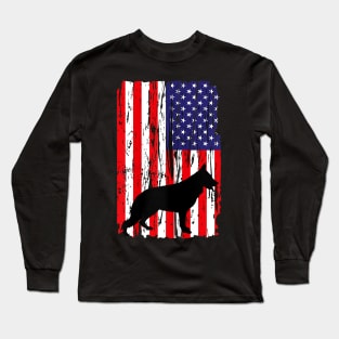 Patriotic German Shepherd American Flag Dog Long Sleeve T-Shirt